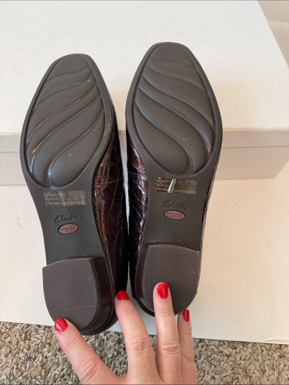 Women's Clarks Croc-Embossed Leather Loafers in Dark Brown - Picture 5 of 7